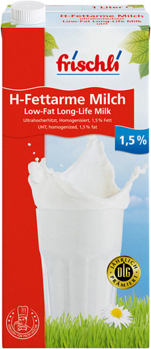 • H-Fettarme Milch 1,5 %<br><small style='color:lightblue'>mit Schraubverschluss</small>